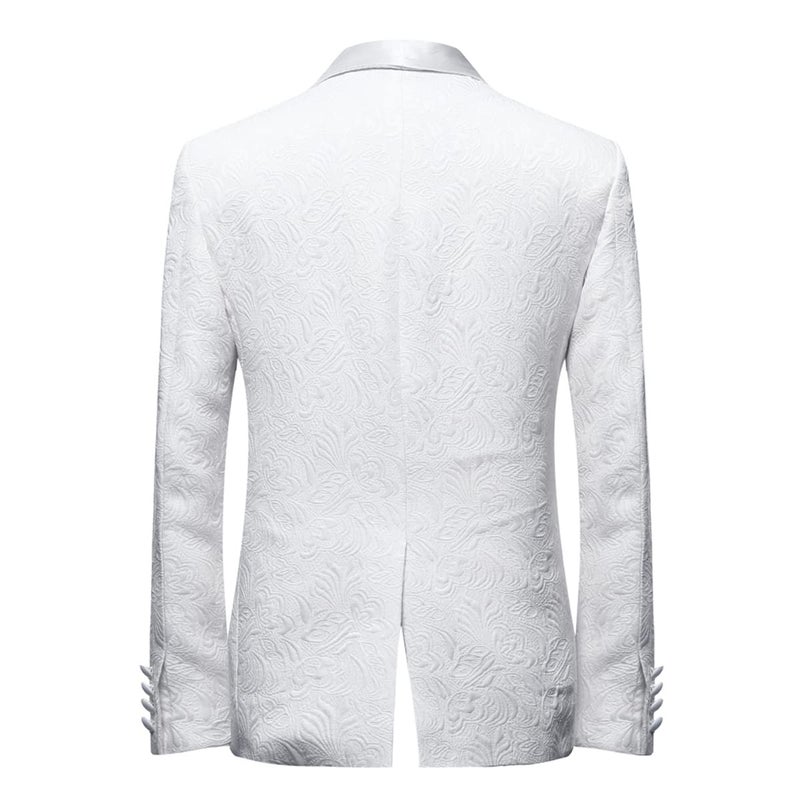 YFFUSHI Mens 1 Button 2 Piece White Tuxedo Shawl Collar Skinny Dress,Beige,Medium - Image 3